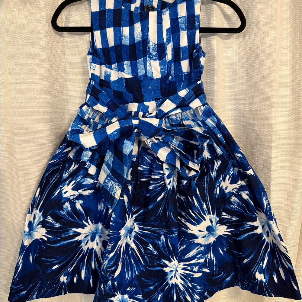 Oscar de la Renta Blue and White Checkered Kids Dress